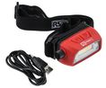 Headlamp, LED, Rechargeable, 350lm, 21m, IP67, Black / Red